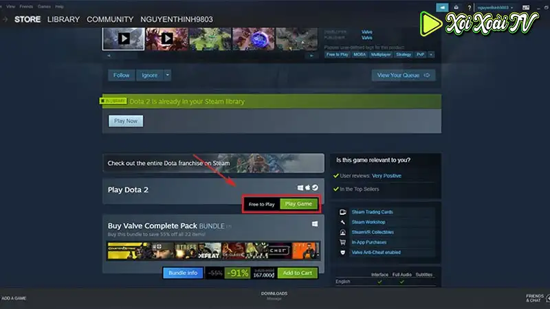 Cách tải game dota 2 trên steam