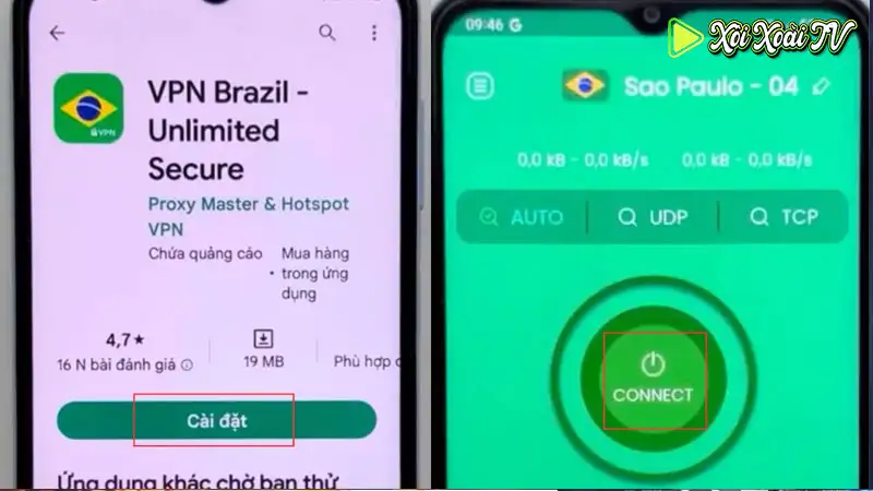 Kết nối vpn tới brazil để tải hok