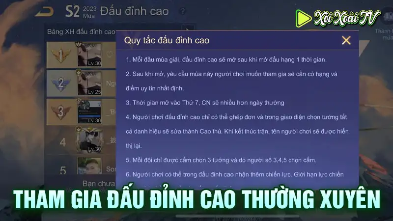 Tham gia đấu đỉnh cao thường xuyên