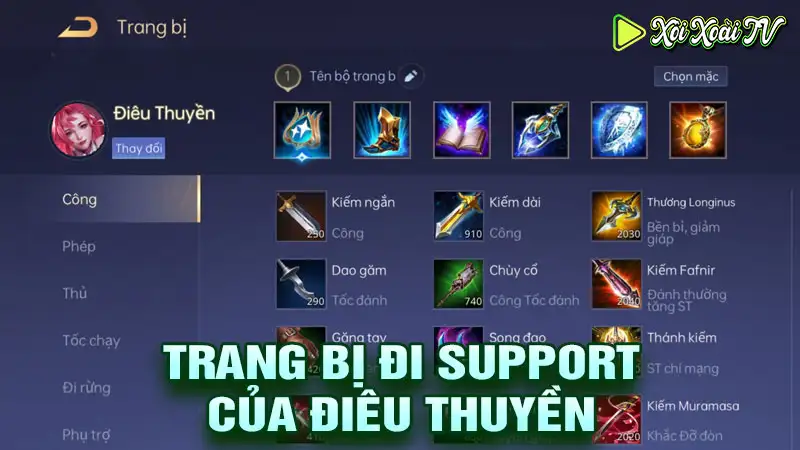 Trang bị đi support của điêu thuyền liên quân