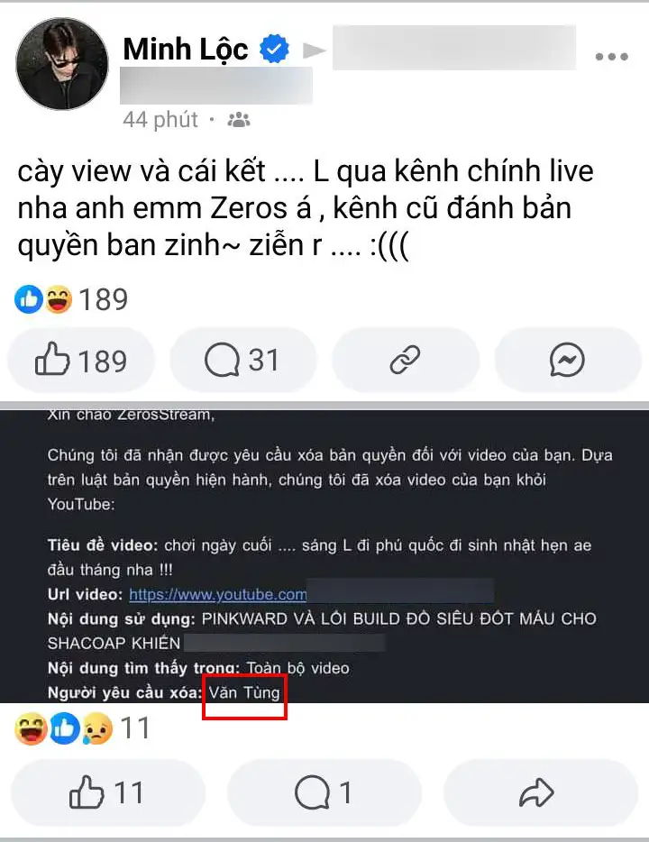 Zeros có bài đăng ngụ ý văn tùng đánh bản quyền khiến kênh youtube của mình