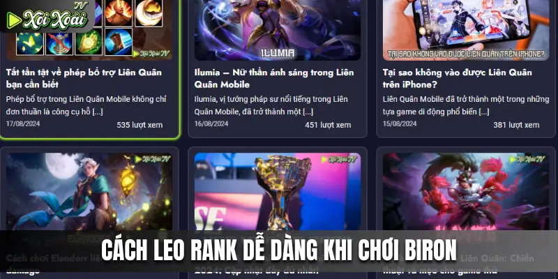 Bí kíp chơi biron leo rank nhanh chóng