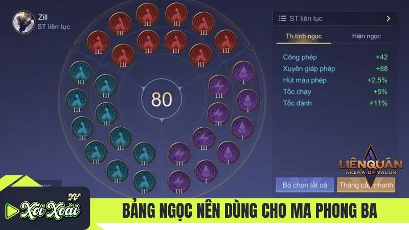 Bảng ngọc nên dùng cho Ma Phong Ba