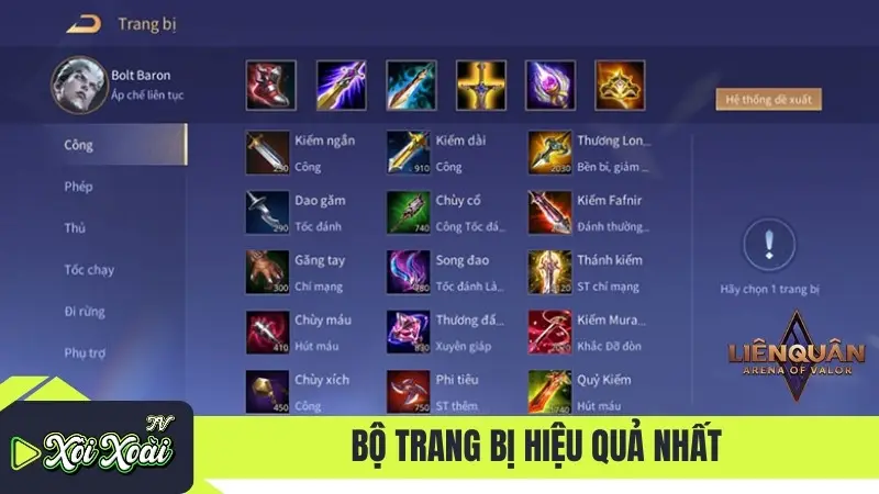 Bộ trang bị hiệu quả nhất cho Baron