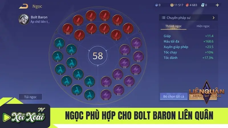 Ngọc phù hợp cho bolt Baron Liên Quân