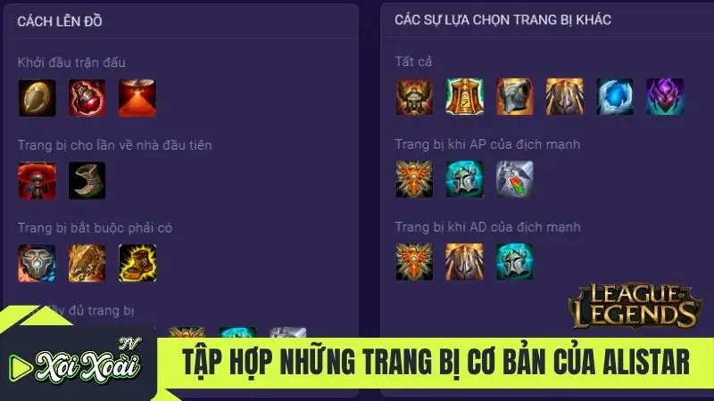 Tập hợp những trang bị cơ bản của Alistar